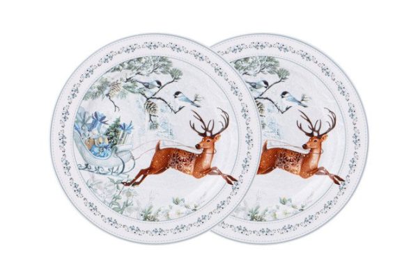 Set of snack plates Christmas Deer Porcelain, 2 pcs.