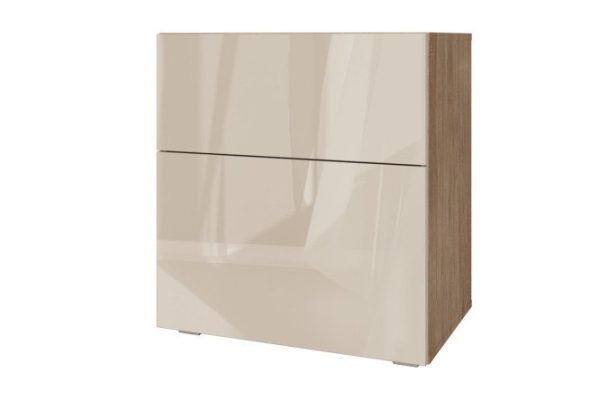 Cabinet Oscar Amika 60x64 with 2 drawers, sonoma oak / cashmere gloss