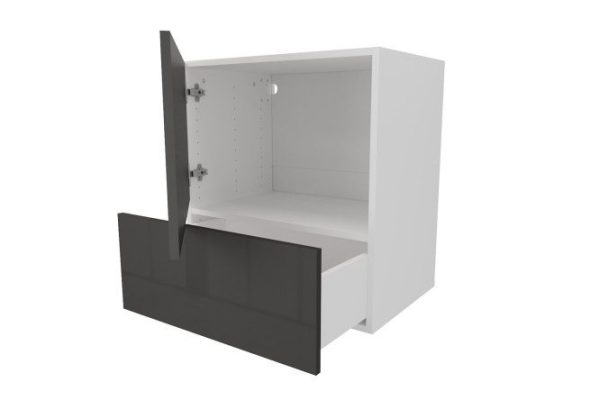 Cabinet with drawer and door Oscar Amika 60x64 with door closer, white / black graphite gloss