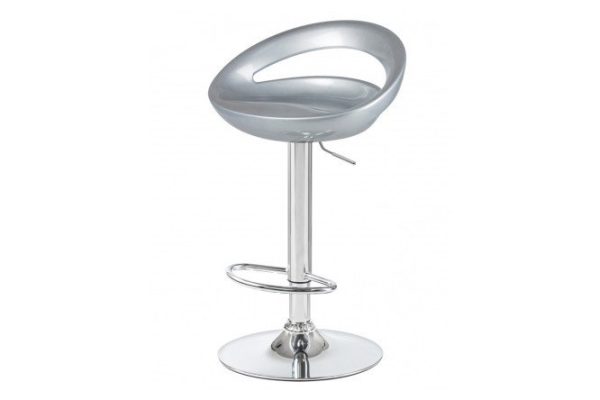 Bar stool DOBRIN Disco 47x79x44 cm, seat color metallic silver, legs chrome