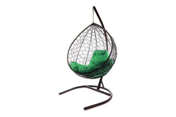 Hanging cocoon chair Drop 72x186x98 cm, base and frame color brown, finishing brown