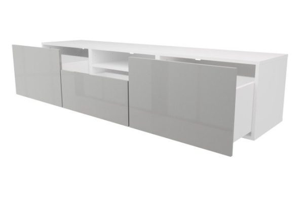 Cabinet with 3 drawers and 1 shelf Oscar Amika 180x38 with closers, white / dusty gray gloss