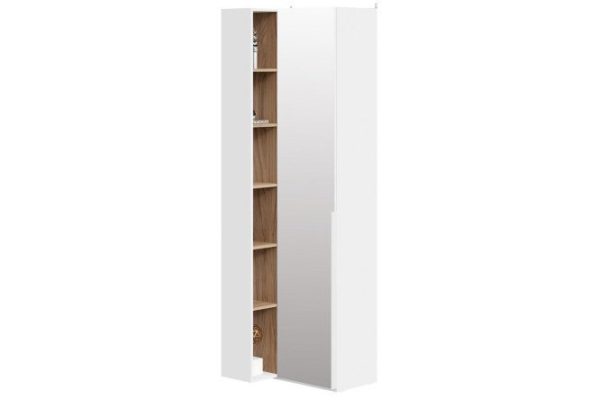 Corner cabinet Porto with 1 mirrored door and transitional shelving 70x217.1x58.2 cm