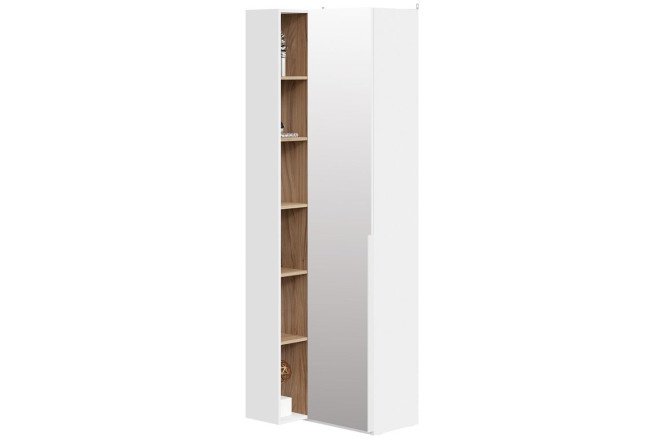 Corner cabinet Porto with 1 mirrored door and transitional shelving 70x217.1x58.2 cm