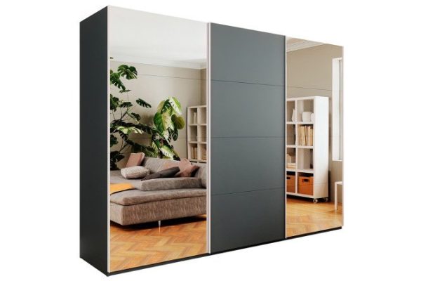 3-door wardrobe Comet 300x240x66 cm, gray diamond