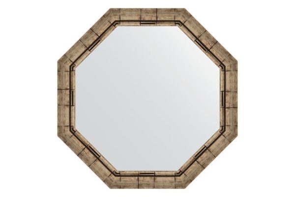 Wall mirror in a baguette frame EVOFORM Octagon BY 3669, silver bamboo 73x73 cm