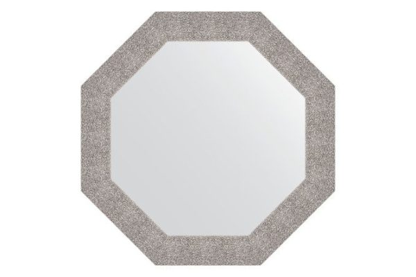 Wall mirror in a baguette frame EVOFORM Octagon BY 3804, embossed silver 76.6x76.6 cm
