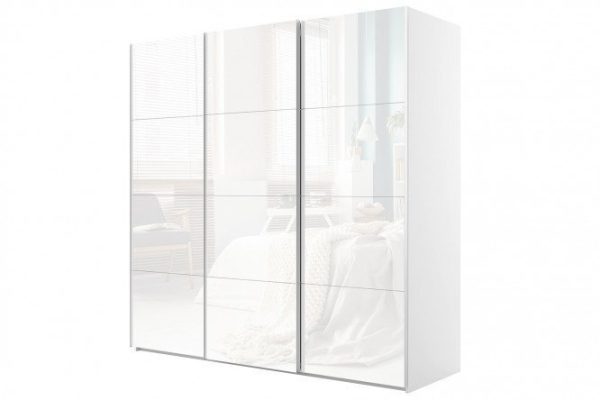 Sliding wardrobe 3-door Comet 270x220 cm white snow, white glass facades