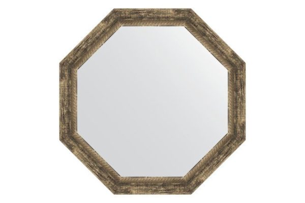 Wall mirror in a baguette frame EVOFORM Octagon BY 3666, old wood with weaving 73x73 cm