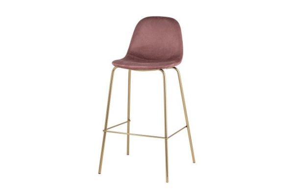 Bar stool Valencia 43x105x46 cm, upholstery color dusty pink, legs gold