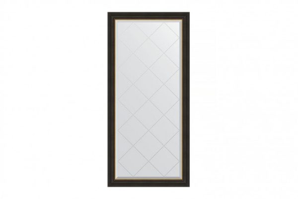 Wall mirror with engraving in a baguette frame EVOFORM BY 4535 ebony with gold 74x156 cm