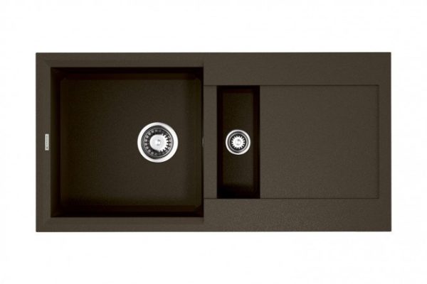 Inset sink with drainer OMOIKIRI Sakaime 86-2-DC 4993201, dark chocolate 86x46.5x21 cm