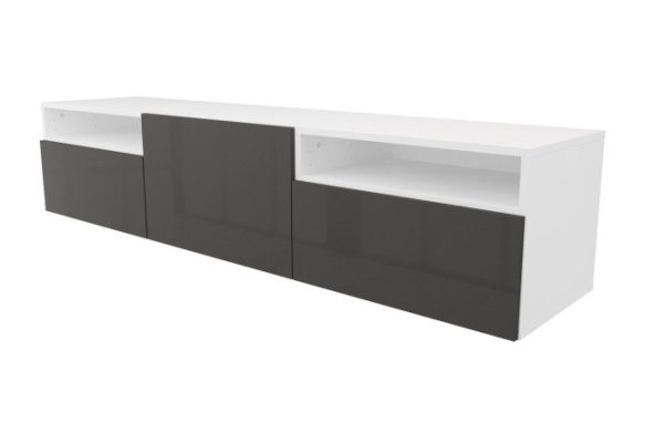 42y1o4o7o52er7z0i8f3ccz9g5f6i331.jpg Cabinet with 2 drawers, door and shelves Oscar Amika 180x38 with push to open, white / black graphite gloss