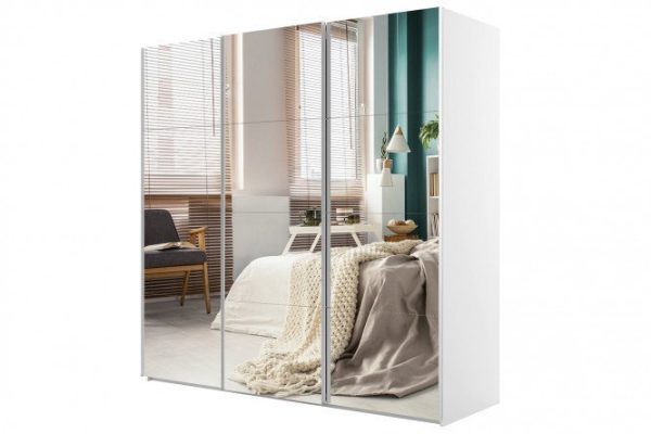 3-door wardrobe Comet 240x220 cm white snow, mirror fronts