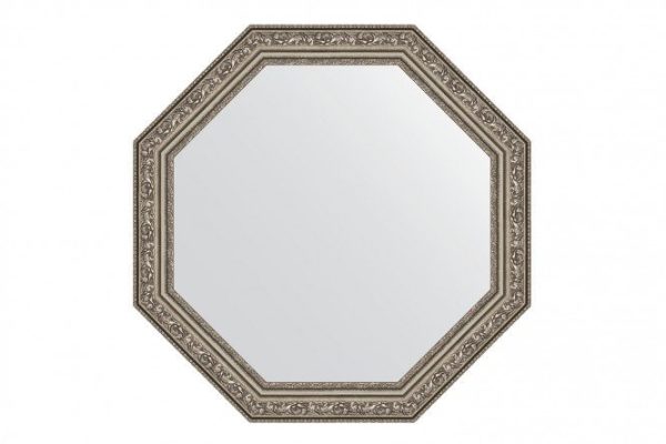 Wall mirror in a baguette frame EVOFORM Octagon BY 3967, vignette aged silver 55x55 cm