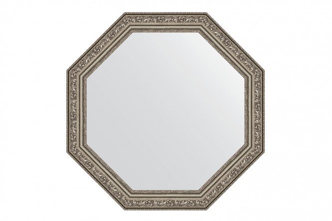 Wall mirror in a baguette frame EVOFORM Octagon BY 3967, vignette aged silver 55x55 cm
