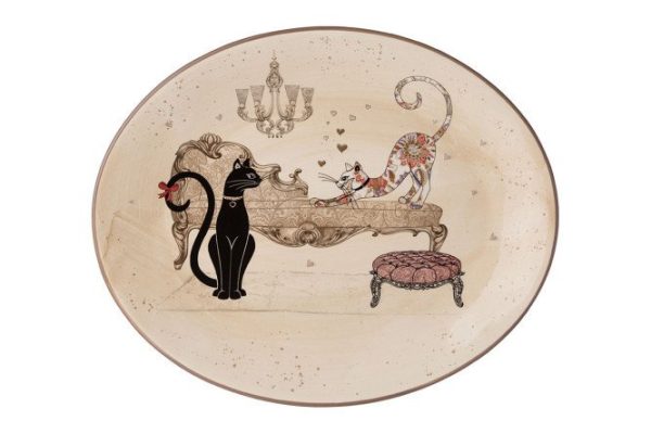 Oval dish Parisian Cats Ceramics