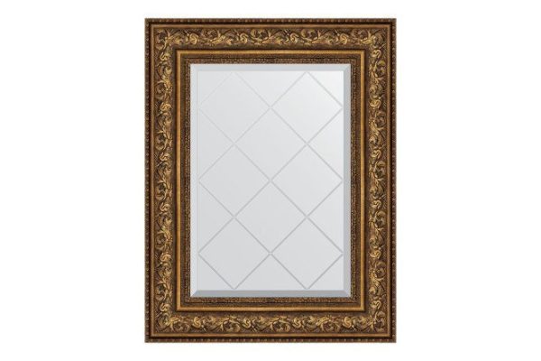 Wall mirror with engraving in a baguette frame EVOFORM vignette aged bronze 80x108 cm from 91 to 140 cm