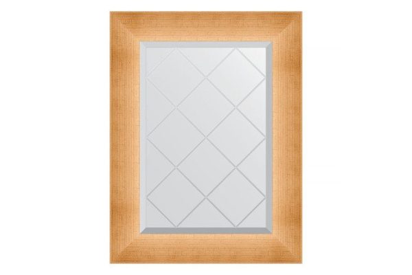 Wall mirror with engraving in a baguette frame EVOFORM Etched gold 96x121 cm