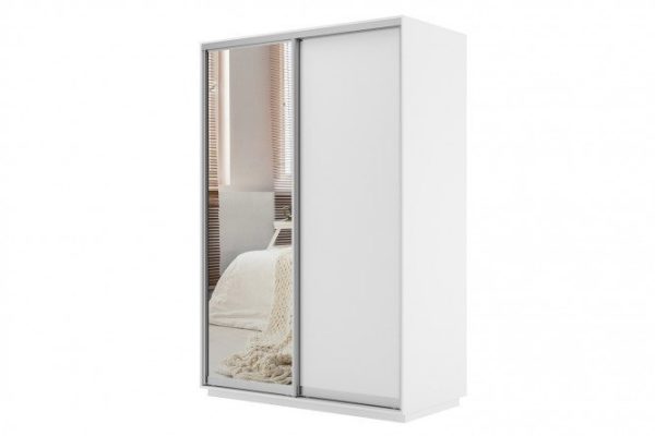 Sliding wardrobe 2-door Slide 120x240x60 cm, white snow, with one mirror
