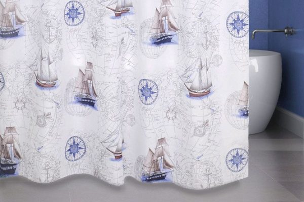 45bdfb4d61ebdced02d5058933c9f2e2.jpg Bathroom curtain Blue boats Polyester, 180x200 cm