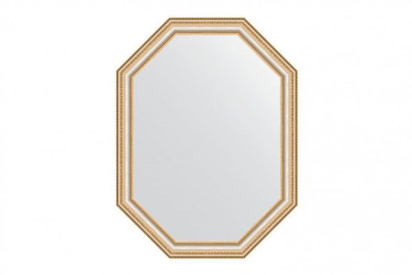 Wall mirror in a baguette frame EVOFORM Polygon BY 7051, gold beads on silver 61x81 cm
