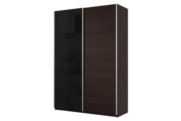 Sliding wardrobe 2-door Cors 140x230 cm, wenge, wenge facade, black