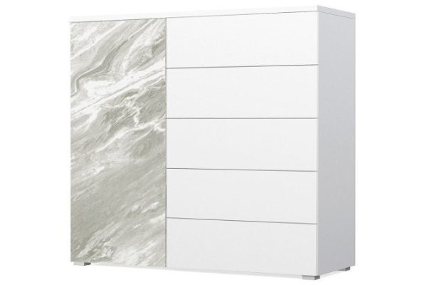 Chest of drawers Oscar Marble 125.2x109.2x44 cm, statuary, white smooth