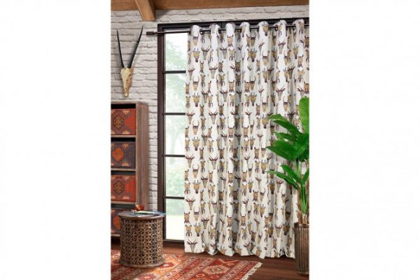 Curtain with eyelets Keita 276x270 cm, 1 piece, color beige, brown