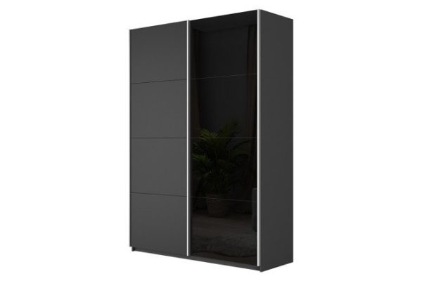 4733bb15e394a878a67c99623e94d6e7.jpg Sliding wardrobe 2-door Cors 160x230 cm, gray diamond, facade gray diamond, black