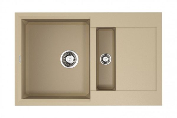 Inset sink with drainer OMOIKIRI Sakaime 78-2-CH 4993237, champagne 78x50x22 cm