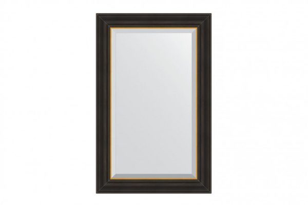 Wall mirror with bevel in a baguette frame EVOFORM BY 3924 ebony with gold 54x84 cm