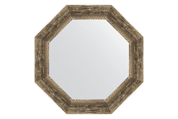 Wall mirror in a baguette frame EVOFORM Octagon BY 3664, old wood with weaving 53x53 cm
