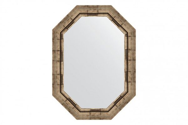 Wall mirror in a baguette frame EVOFORM Polygon BY 7126, silver bamboo 58x73 cm