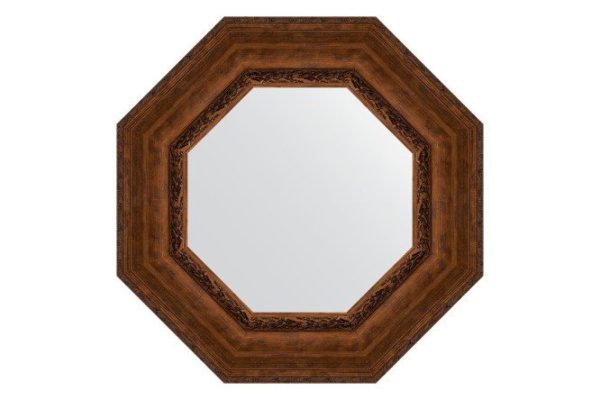 Wall mirror in a baguette frame EVOFORM Octagon BY 3859, aged bronze with ornament 62.6x62.6 cm