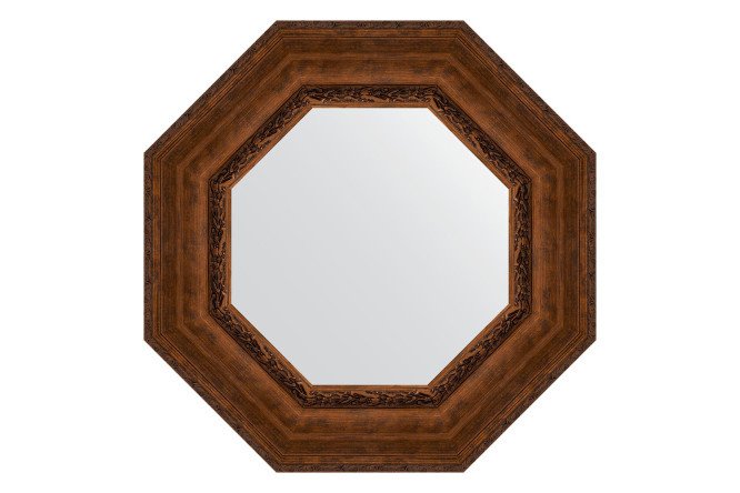 Wall mirror in a baguette frame EVOFORM Octagon BY 3859, aged bronze with ornament 62.6x62.6 cm