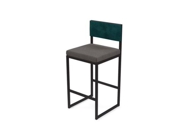 Bar stool Horeca Barnes 40x90x40 cm, upholstery color gray, dark green, legs black