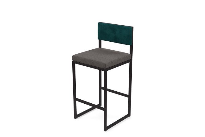 Bar stool Horeca Barnes 40x90x40 cm, upholstery color gray, dark green, legs black