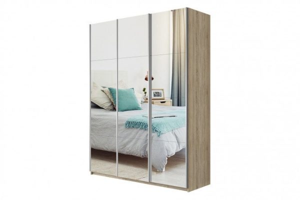 3-door wardrobe Cors 180x230 cm, Sonoma, mirror facade