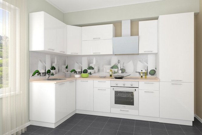 Modular kitchen set City 3.01x1.41 m white