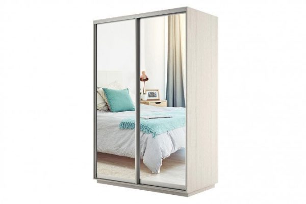 Sliding wardrobe 2-door Slide 160x240x60 cm, light Shimo ash, with two mirrors