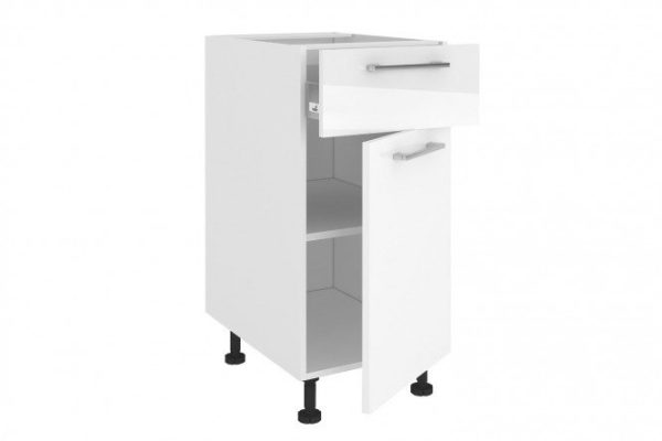 Set of fronts with 1 drawer for the Amika floor-standing cabinet, glossy white color