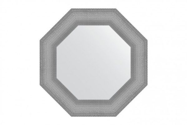 Wall mirror in a baguette frame EVOFORM Octagon BY 3877, silver chain mail 57x57 cm