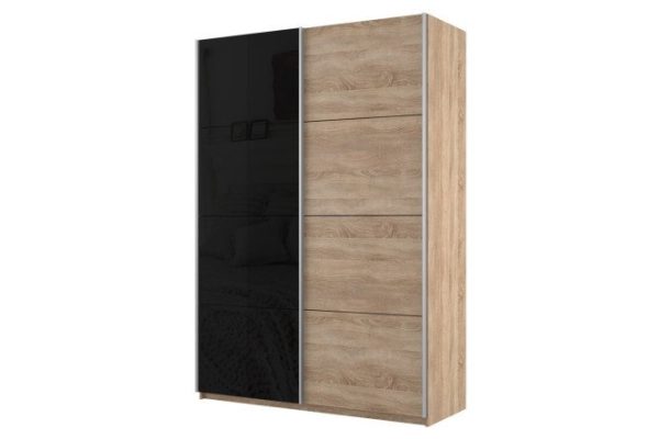 4cdb718341656b2b64df11ef70eb5ad2.jpg Sliding wardrobe 2-door Cors 120x230 cm, Sonoma, Sonoma facade, black