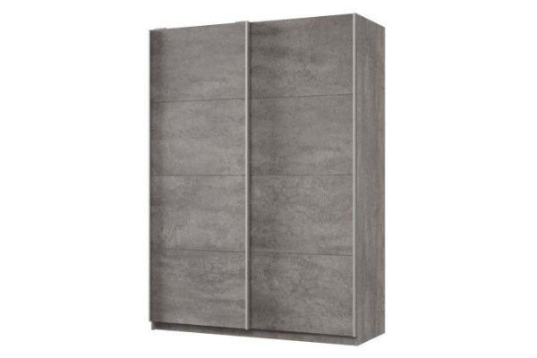 Sliding wardrobe 2-door Praktik 160x220x60 cm, concrete, silver profile
