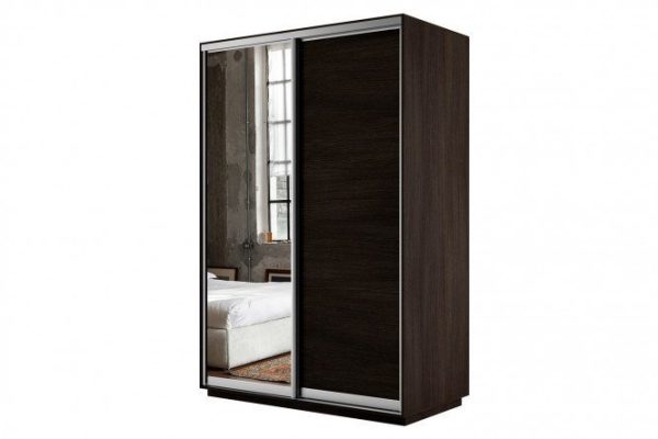 Sliding wardrobe 2-door Slide 120x220x60 cm, wenge, with one mirror
