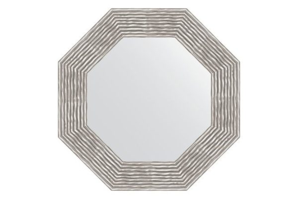 Wall mirror in a baguette frame EVOFORM Octagon BY 3808, wave chrome 56.6x56.6 cm