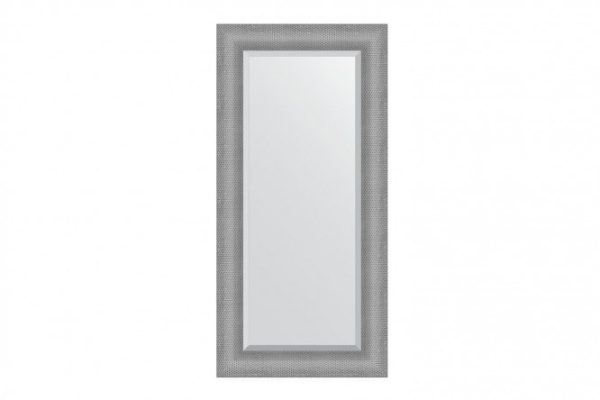 Wall mirror with bevel in a baguette frame EVOFORM BY 3938 silver chain mail 57x117 cm