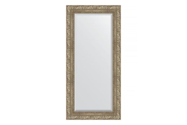 Wall mirror with bevel in a baguette frame EVOFORM vignette antique silver 55x135 cm