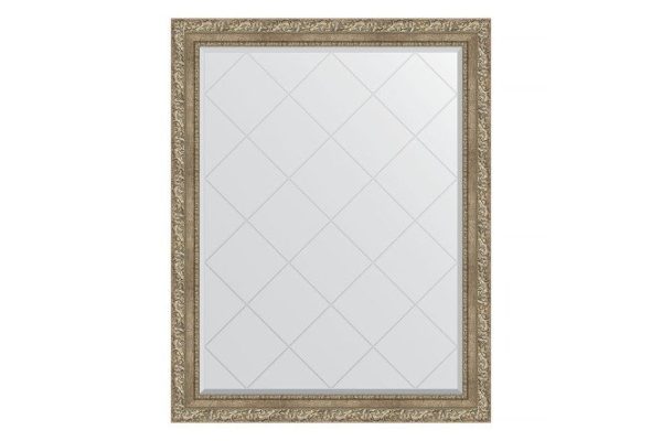 Wall mirror with engraving in a baguette frame EVOFORM vignette antique silver 95x102 cm